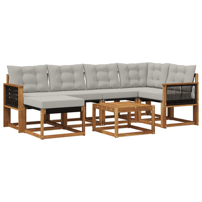 Set di divani da esterno 7 pcs Naturale e Grigio Chiaro