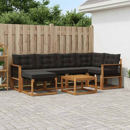 Set di divani da esterno con cuscino 7 pcs Naturale e Nero