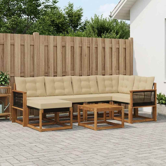 Set di divani da esterno con cuscino 7 pcs Naturale e Beige