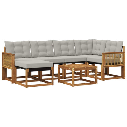 Set di divani da esterno 7 pcs Naturale e Grigio Chiaro