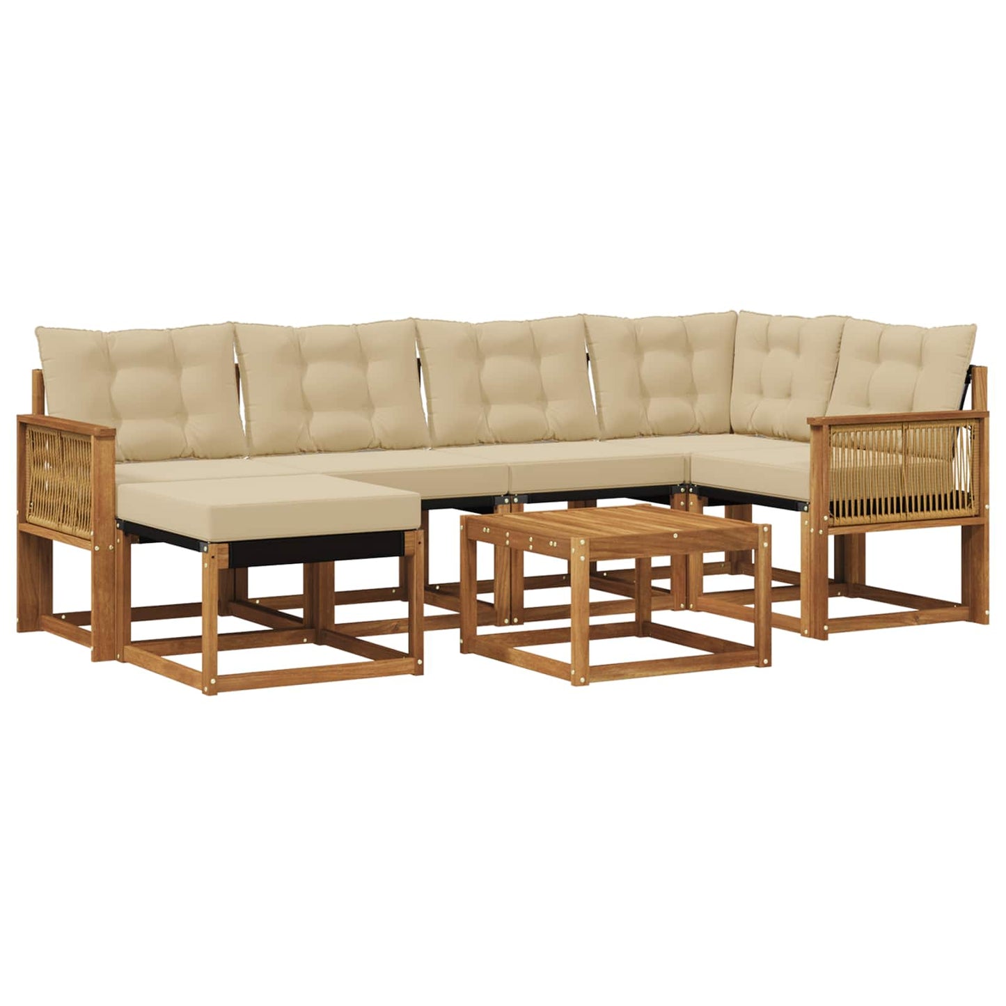 Set di divani da esterno con cuscino 7 pcs Naturale e Beige
