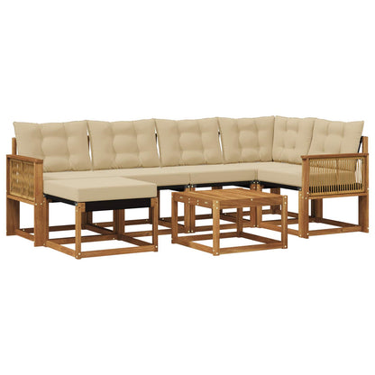 Set di divani da esterno con cuscino 7 pcs Naturale e Beige