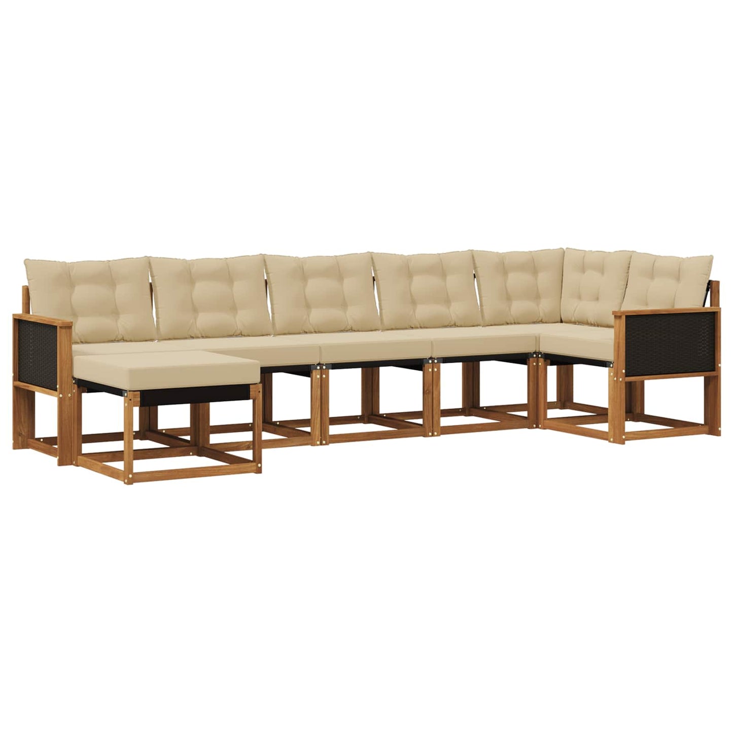 Set di divani da esterno con cuscino 7 pcs Naturale e Beige