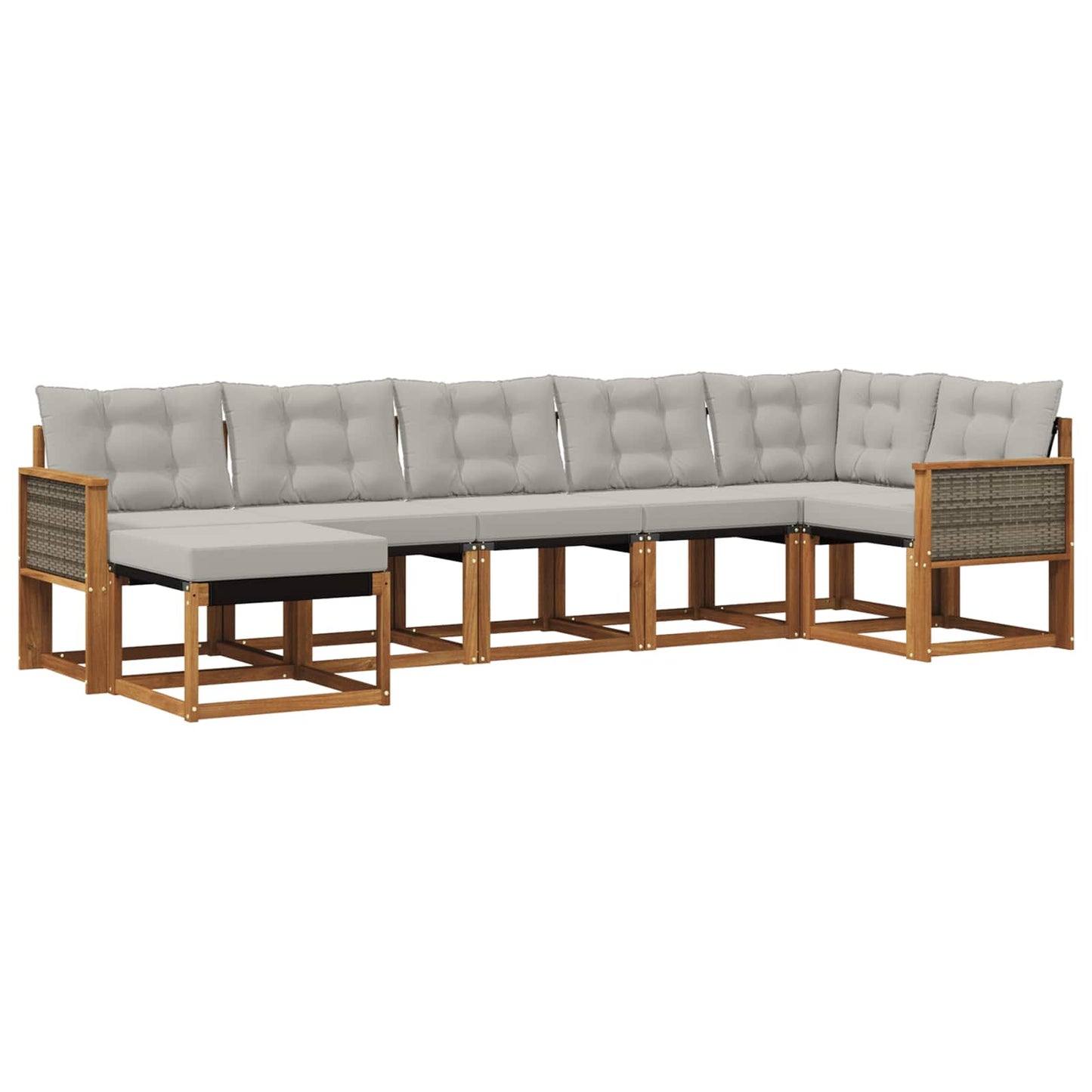 Set di divani da esterno 7 pcs Naturale e Grigio Chiaro