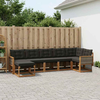 Set di divani da esterno con cuscino 7 pcs Naturale e Nero