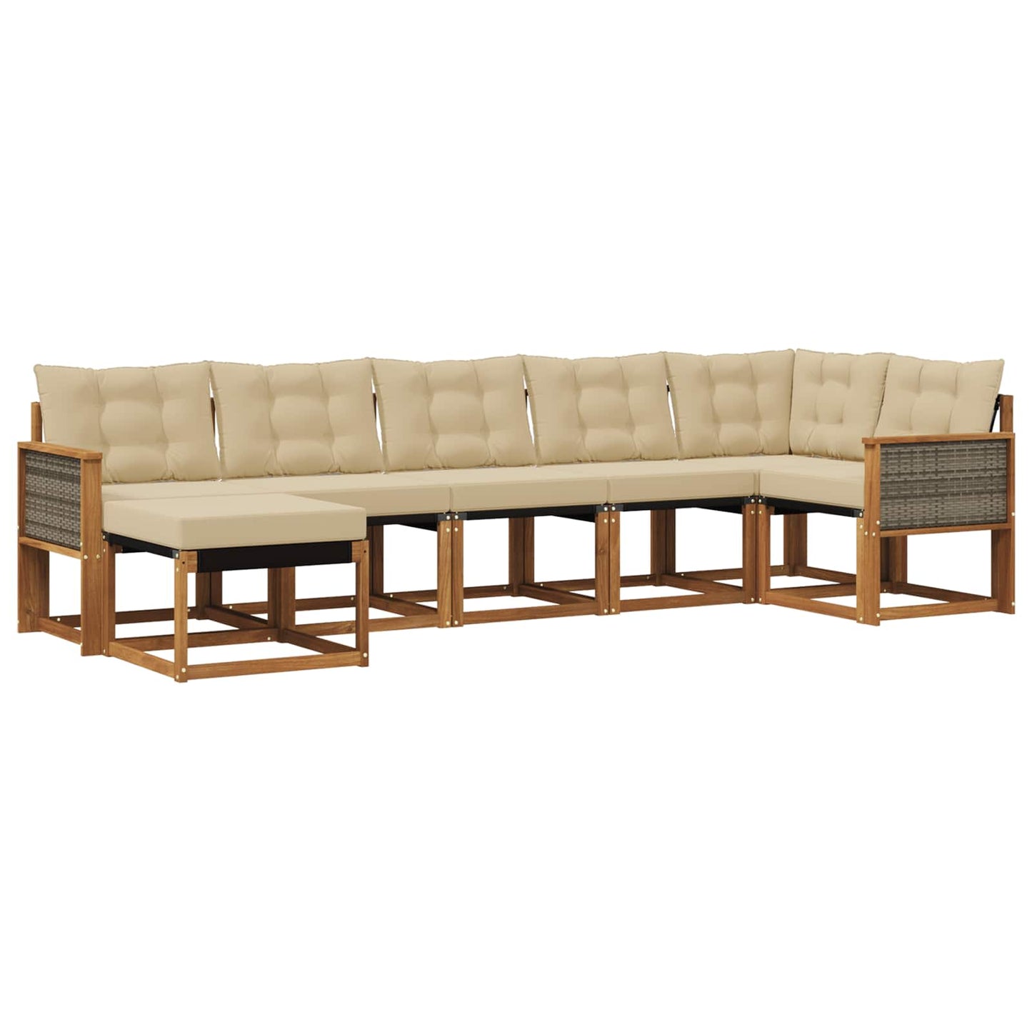Set di divani da esterno con cuscino 7 pcs Naturale e Beige