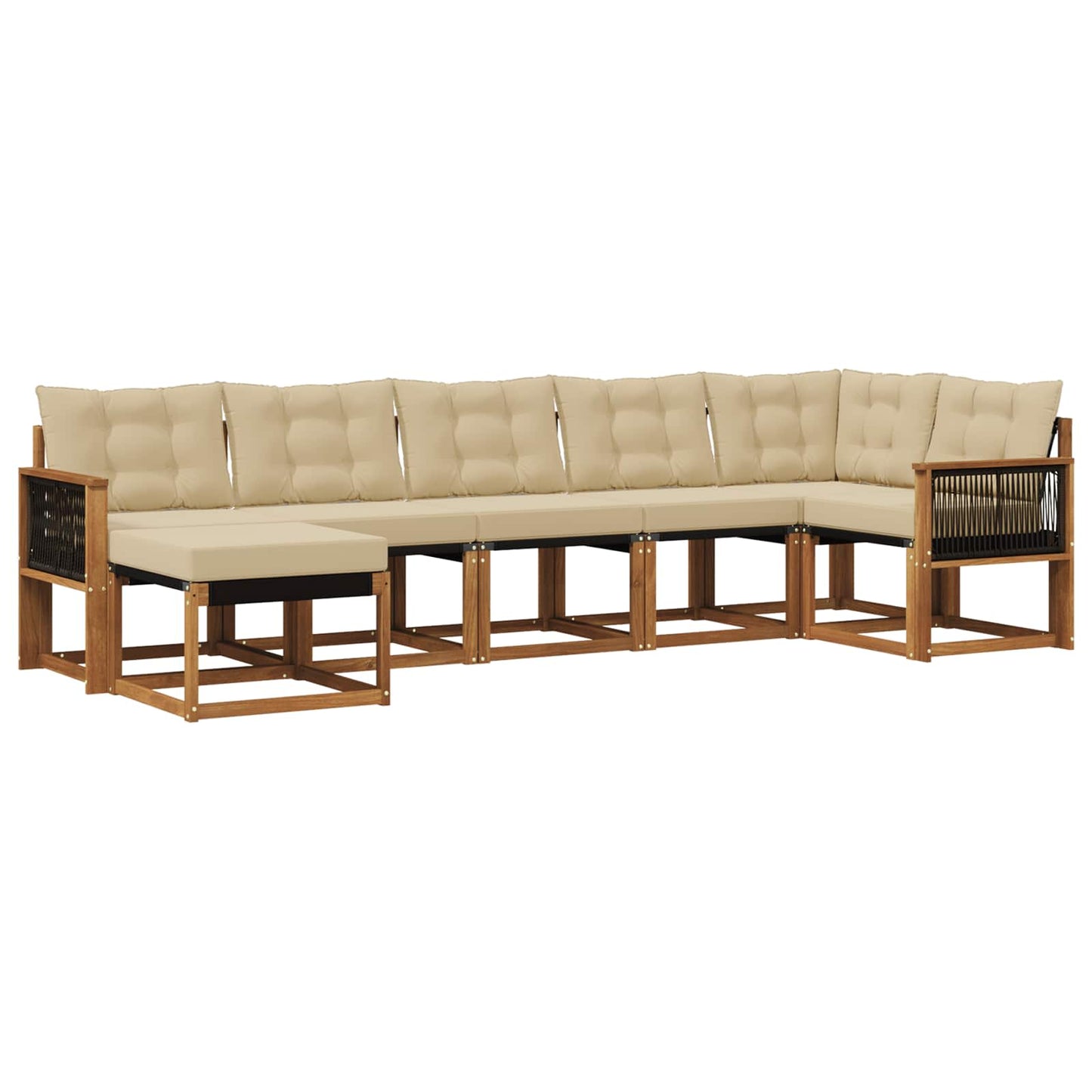 Set di divani da esterno con cuscino 7 pcs Naturale e Beige