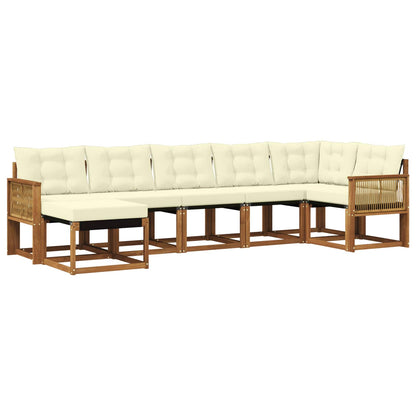 Set di divani da esterno con cuscino 7 pcs Naturale e Crema