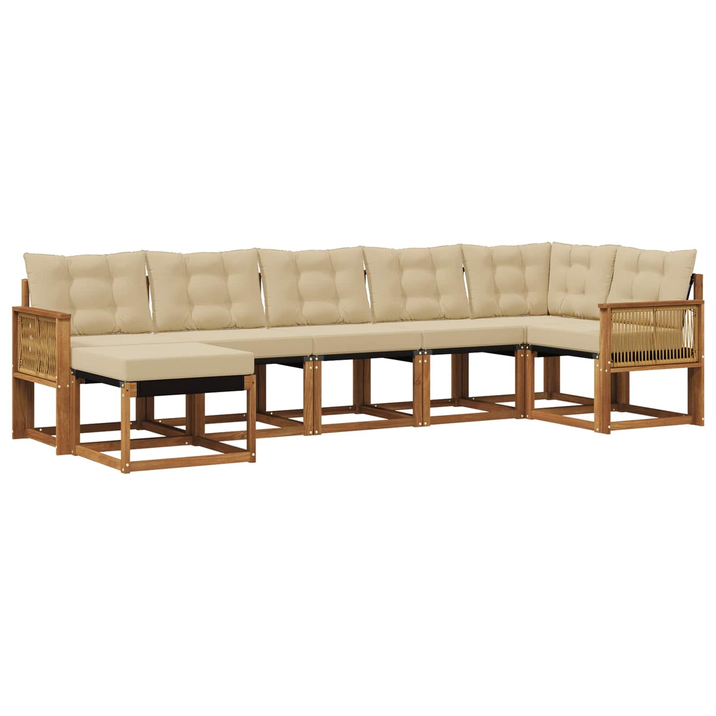 Set di divani da esterno con cuscino 7 pcs Naturale e Beige | homemem39