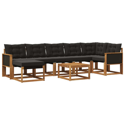 Set di divani da esterno con cuscino 8 pcs Naturale e Nero | homemem39