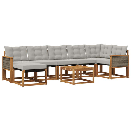 Set di divani da esterno 8 pcs Naturale e Grigio Chiaro