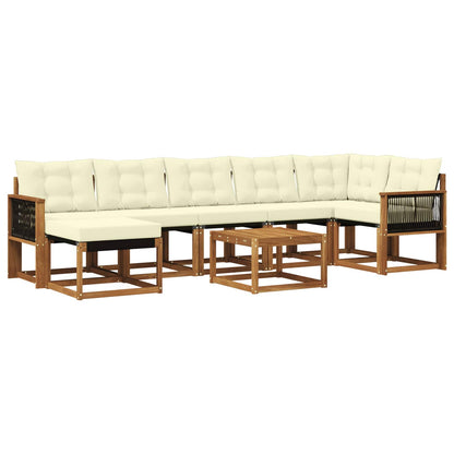Set di divani da esterno con cuscino 8 pcs Naturale e Crema