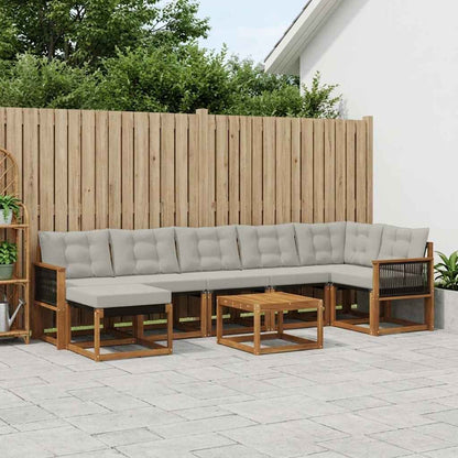 Set di divani da esterno 8 pcs Naturale e Grigio Chiaro