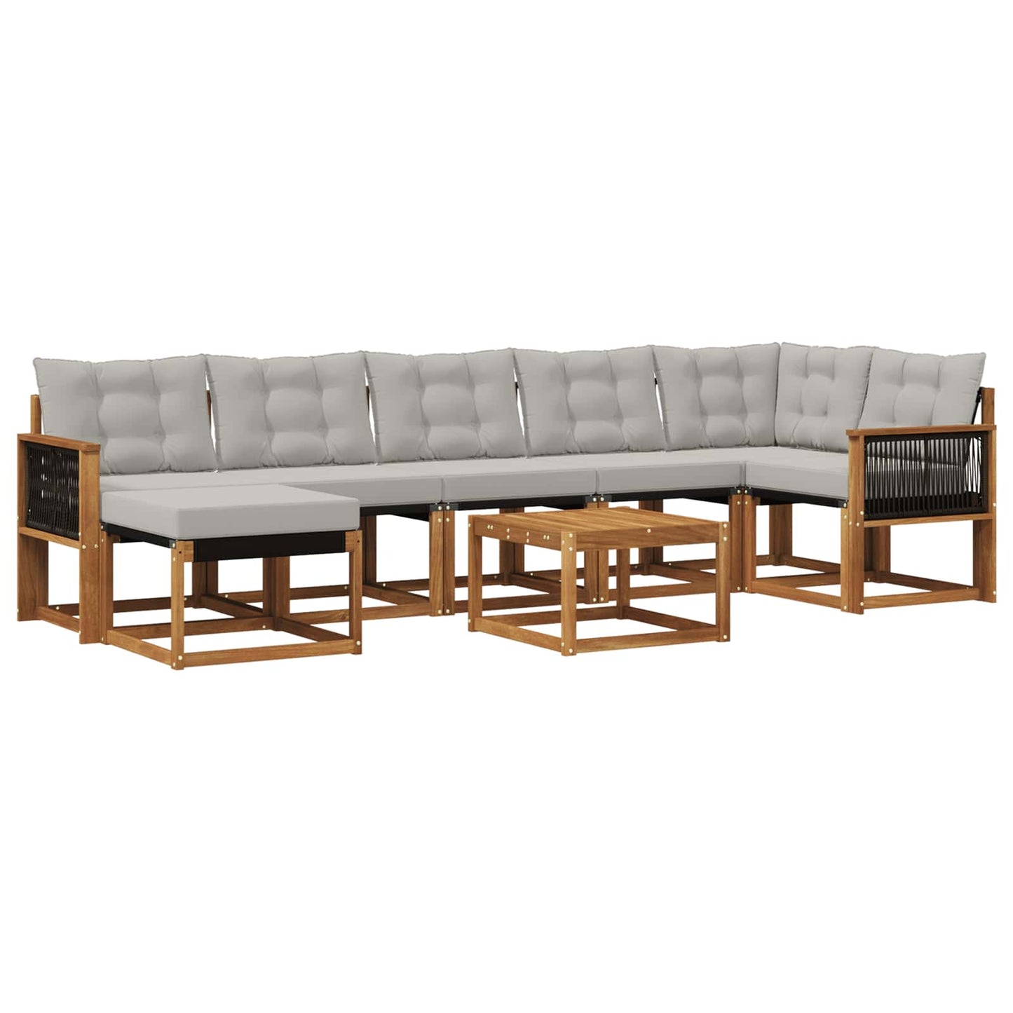 Set di divani da esterno 8 pcs Naturale e Grigio Chiaro | homemem39