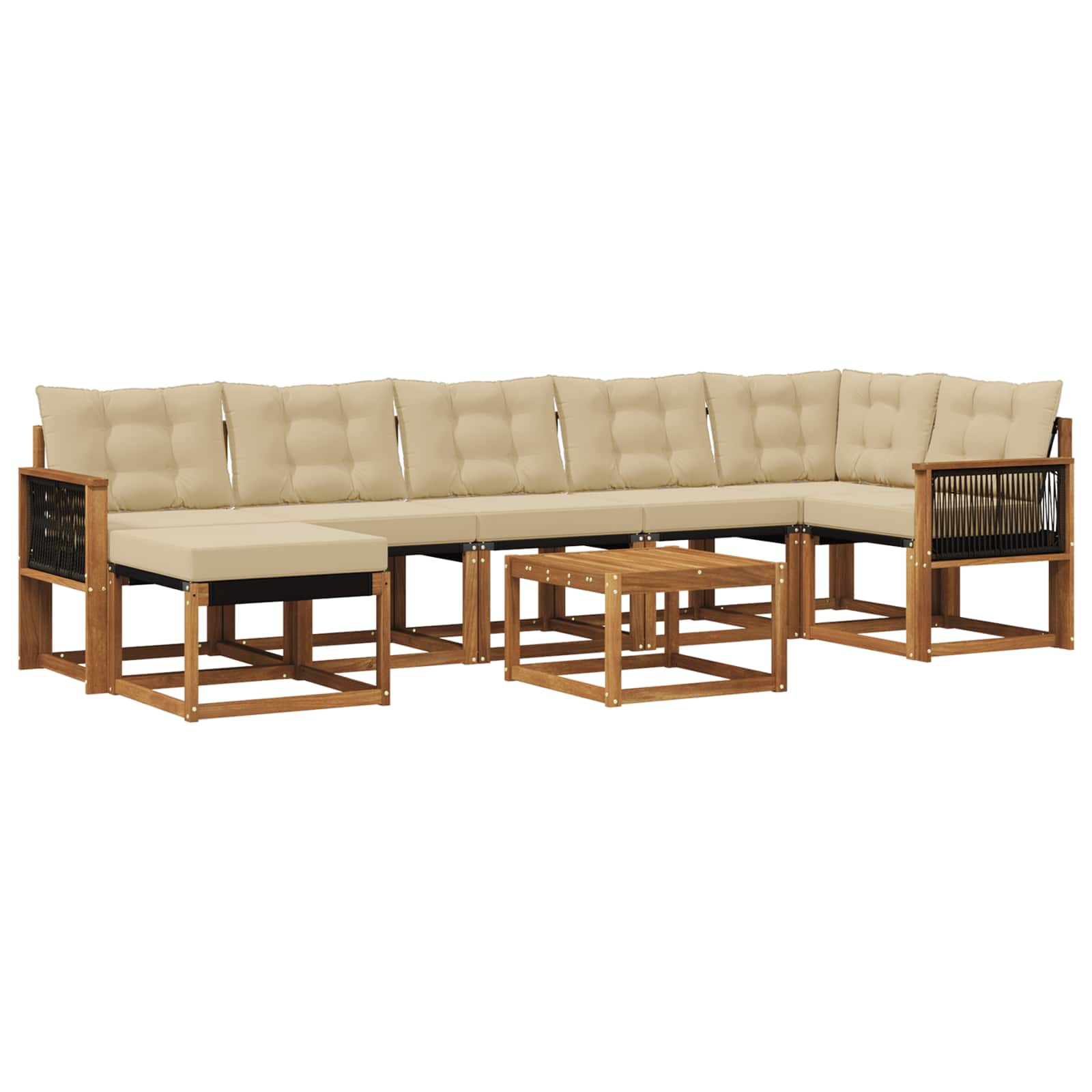 Set di divani da esterno con cuscino 8 pcs Naturale e Beige | homemem39