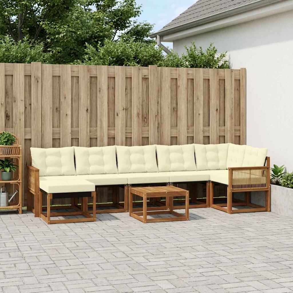 Set di divani da esterno con cuscino 8 pcs Naturale e Crema