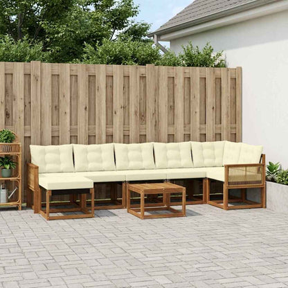 Set di divani da esterno con cuscino 8 pcs Naturale e Crema