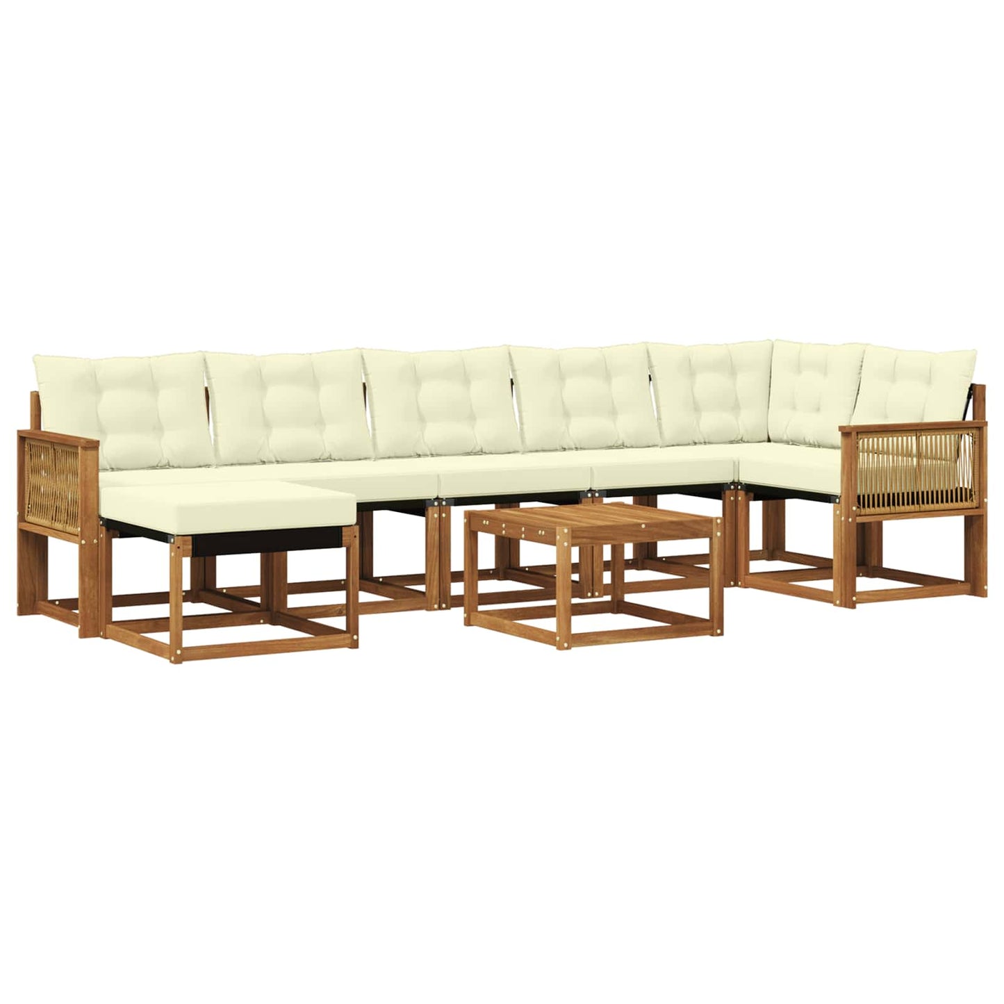 Set di divani da esterno con cuscino 8 pcs Naturale e Crema | homemem39