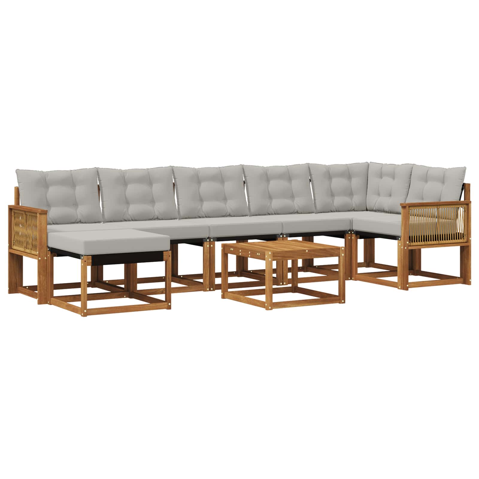 Set di divani da esterno 8 pcs Naturale e Grigio Chiaro | homemem39