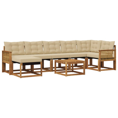 Set di divani da esterno con cuscino 8 pcs Naturale e Beige | homemem39