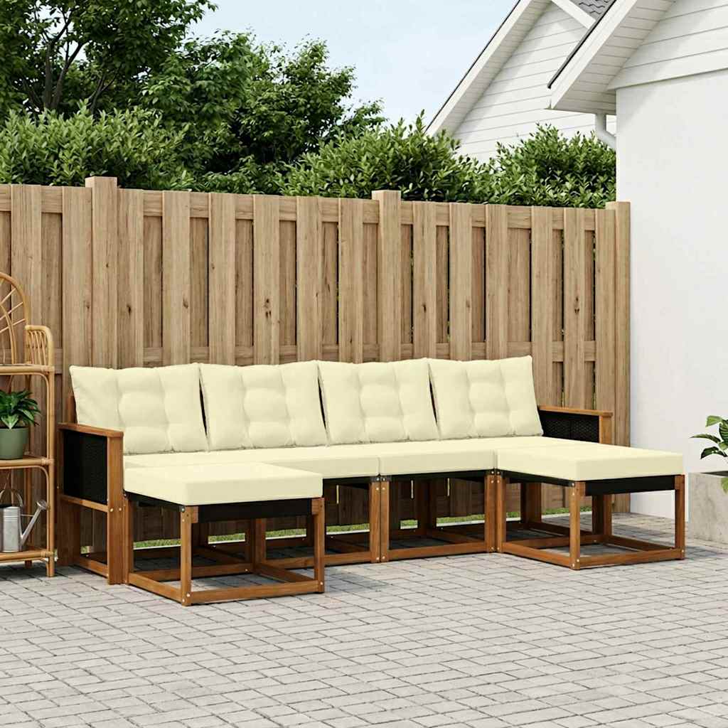 Set di divani da esterno con cuscino 6 pcs Naturale e Crema | homemem39
