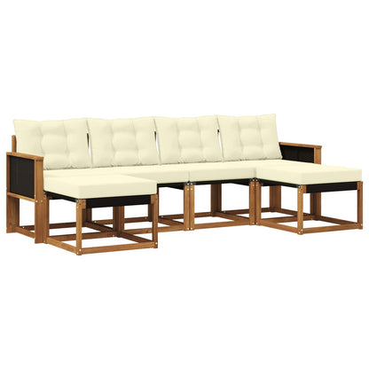 Set di divani da esterno con cuscino 6 pcs Naturale e Crema | homemem39