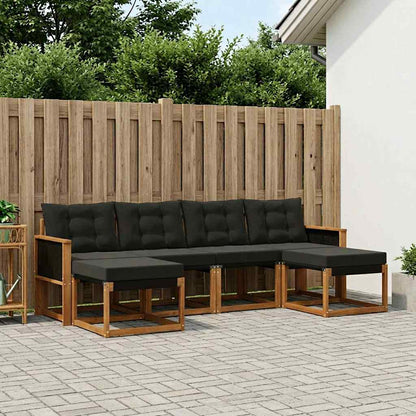 Set di divani da esterno con cuscino 6 pcs Naturale e Nero