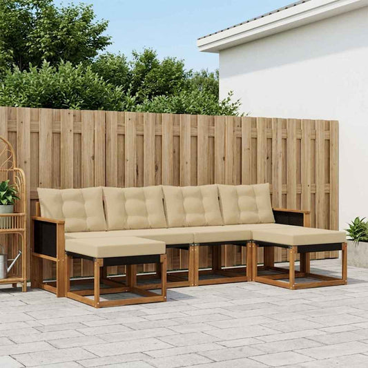 Set di divani da esterno con cuscino 6 pcs Naturale e Beige