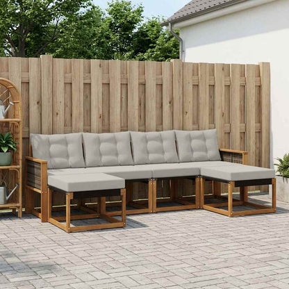Set di divani da esterno 6 pcs Naturale e Grigio Chiaro | homemem39