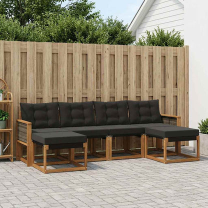 Set di divani da esterno con cuscino 6 pcs Naturale e Nero | homemem39
