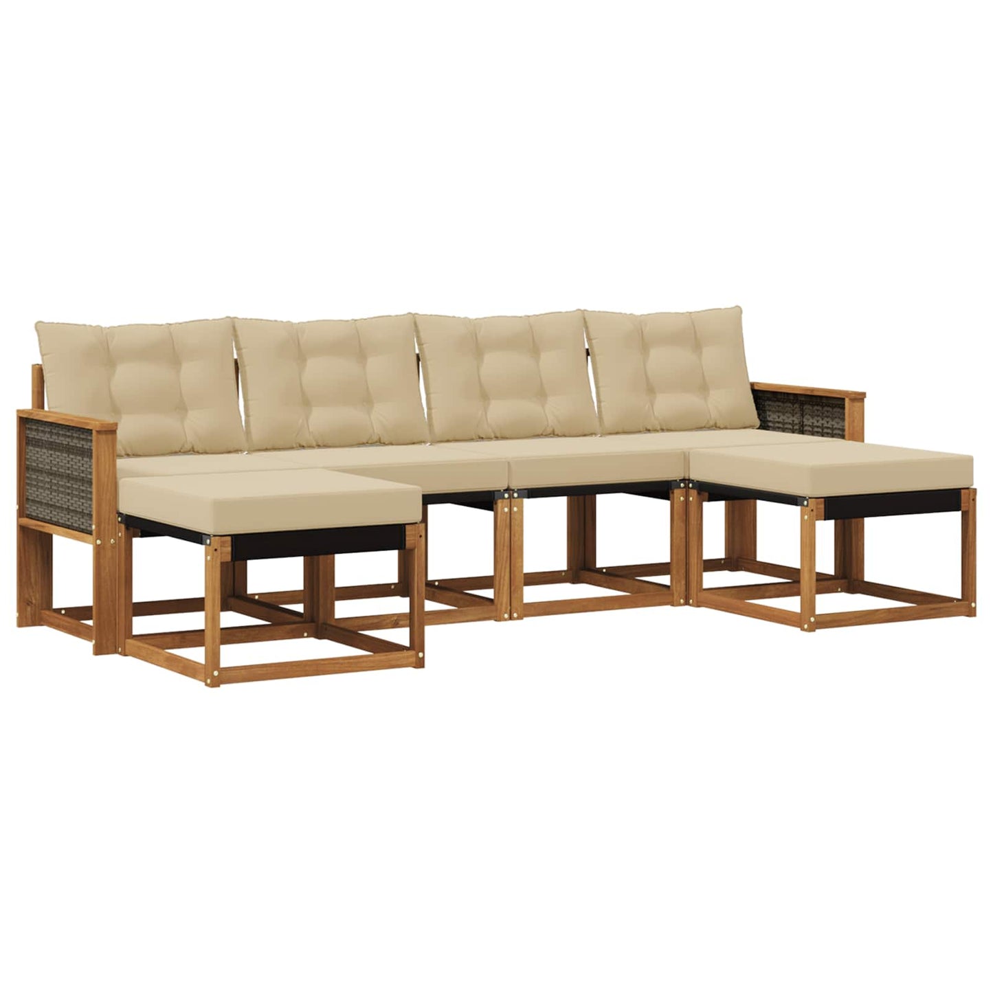 Set di divani da esterno con cuscino 6 pcs Naturale e Beige | homemem39