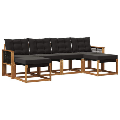 Set di divani da esterno con cuscino 6 pcs Naturale e Nero | homemem39