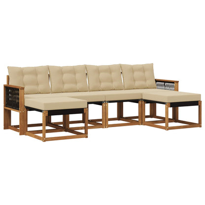 Set di divani da esterno con cuscino 6 pcs Naturale e Beige | homemem39