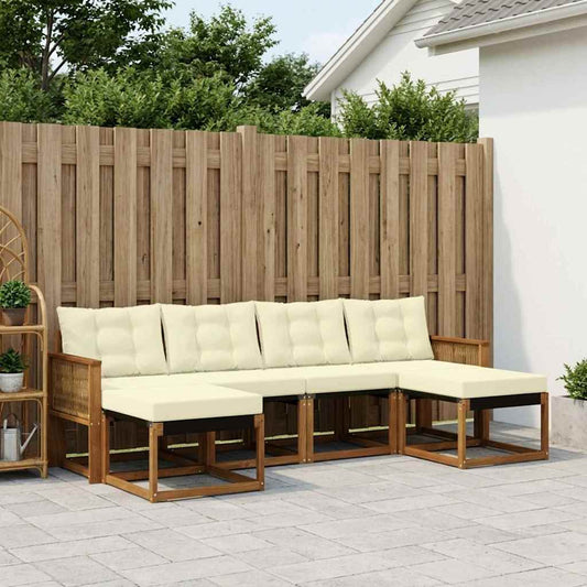 Set di divani da esterno con cuscino 6 pcs Naturale e Crema