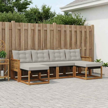 Set di divani da esterno 6 pcs Naturale e Grigio Chiaro