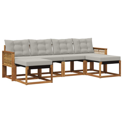 Set di divani da esterno 6 pcs Naturale e Grigio Chiaro