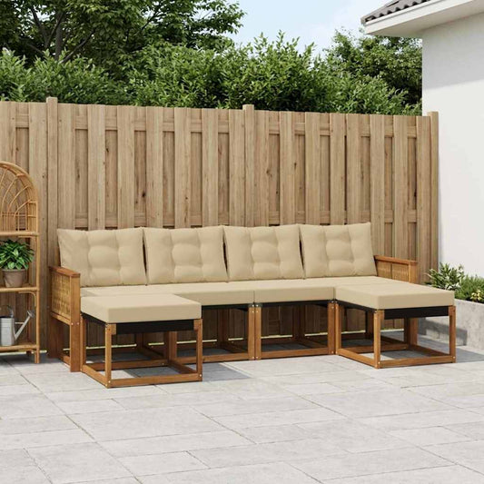 Set di divani da esterno con cuscino 6 pcs Naturale e Beige