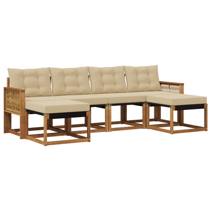 Set di divani da esterno con cuscino 6 pcs Naturale e Beige