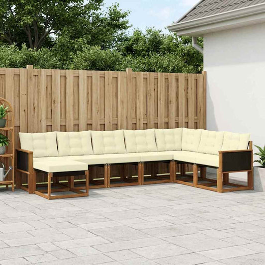 Set di divani da esterno con cuscino 8 pcs Naturale e Crema | homemem39