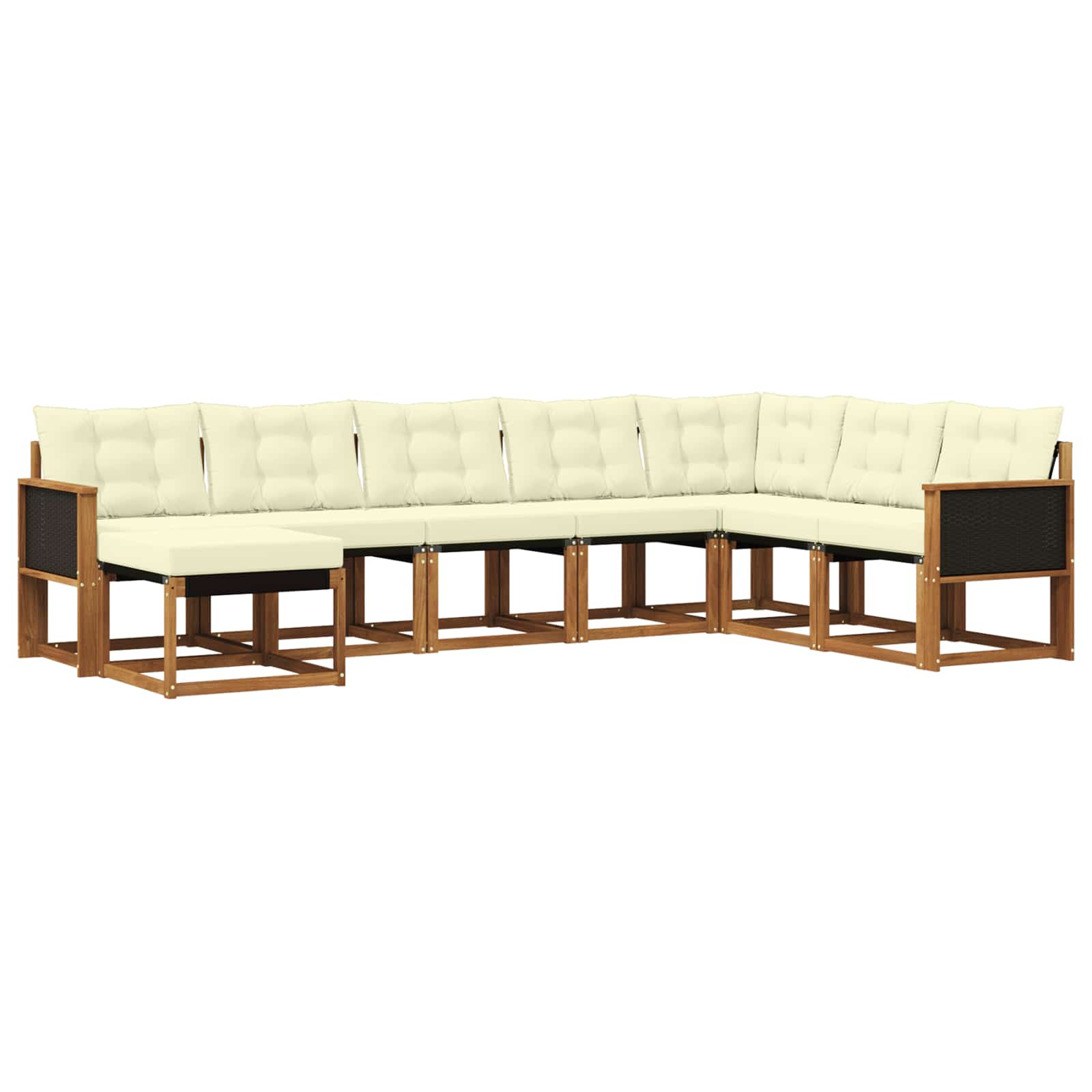 Set di divani da esterno con cuscino 8 pcs Naturale e Crema | homemem39