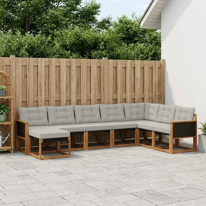 Set di divani da esterno 8 pcs Naturale e Grigio chiaro | homemem39