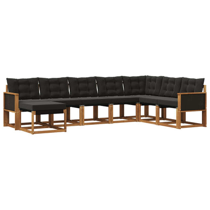 Set di divani da esterno con cuscino 8 pcs Naturale e Nero | homemem39