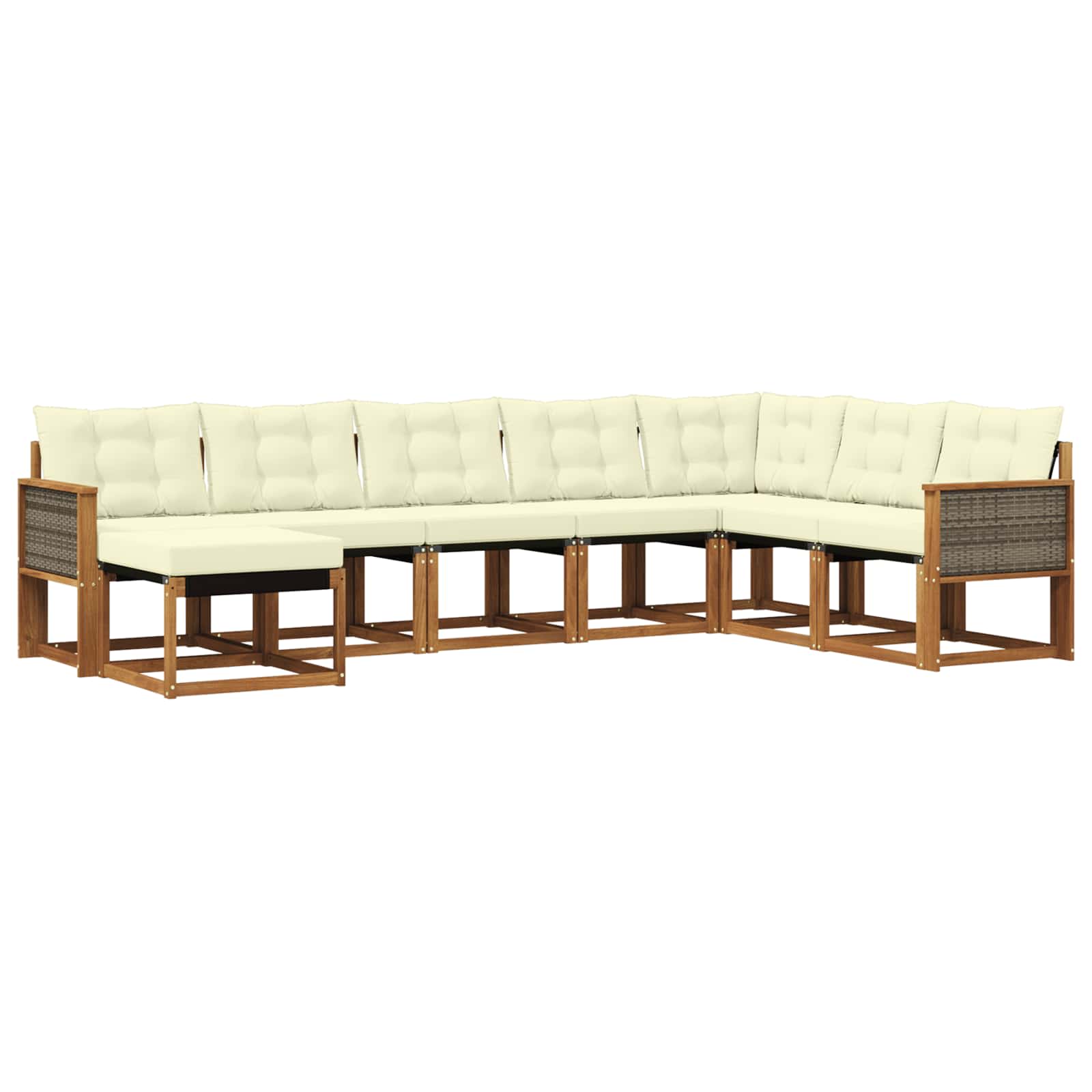 Set di divani da esterno con cuscino 8 pcs Naturale e Crema | homemem39