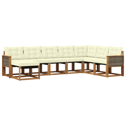 Set di divani da esterno con cuscino 8 pcs Naturale e Crema | homemem39