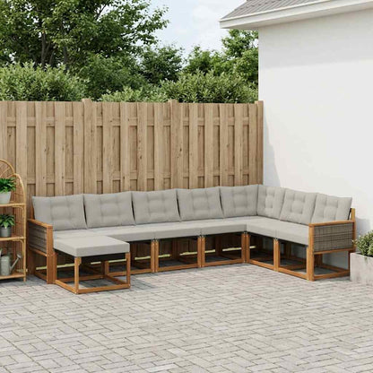 Set di divani da esterno 8 pcs Naturale e Grigio chiaro | homemem39