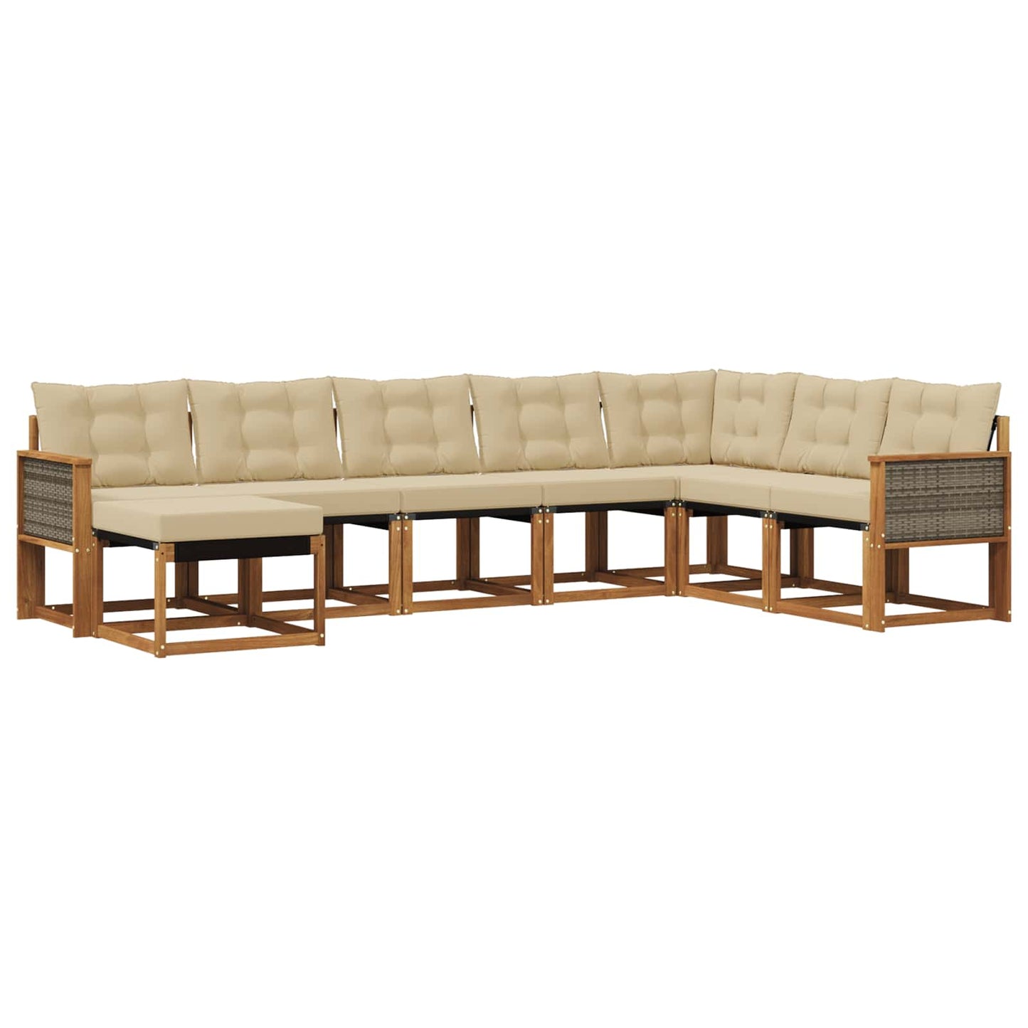 Set di divani da esterno con cuscino 8 pcs Naturale e Beige | homemem39