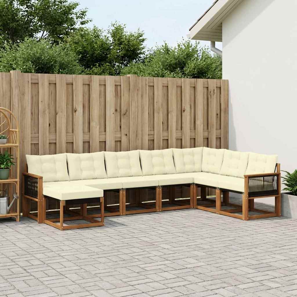 Set di divani da esterno con cuscino 8 pcs Naturale e Crema | homemem39