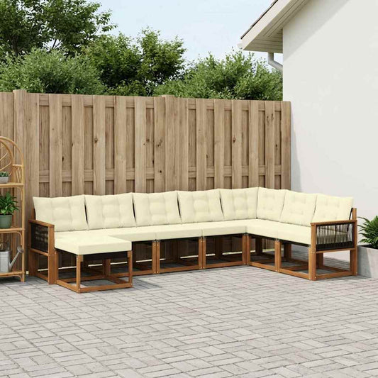 Set di divani da esterno con cuscino 8 pcs Naturale e Crema | homemem39