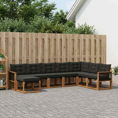 Set di divani da esterno con cuscino 8 pcs Naturale e Nero | homemem39