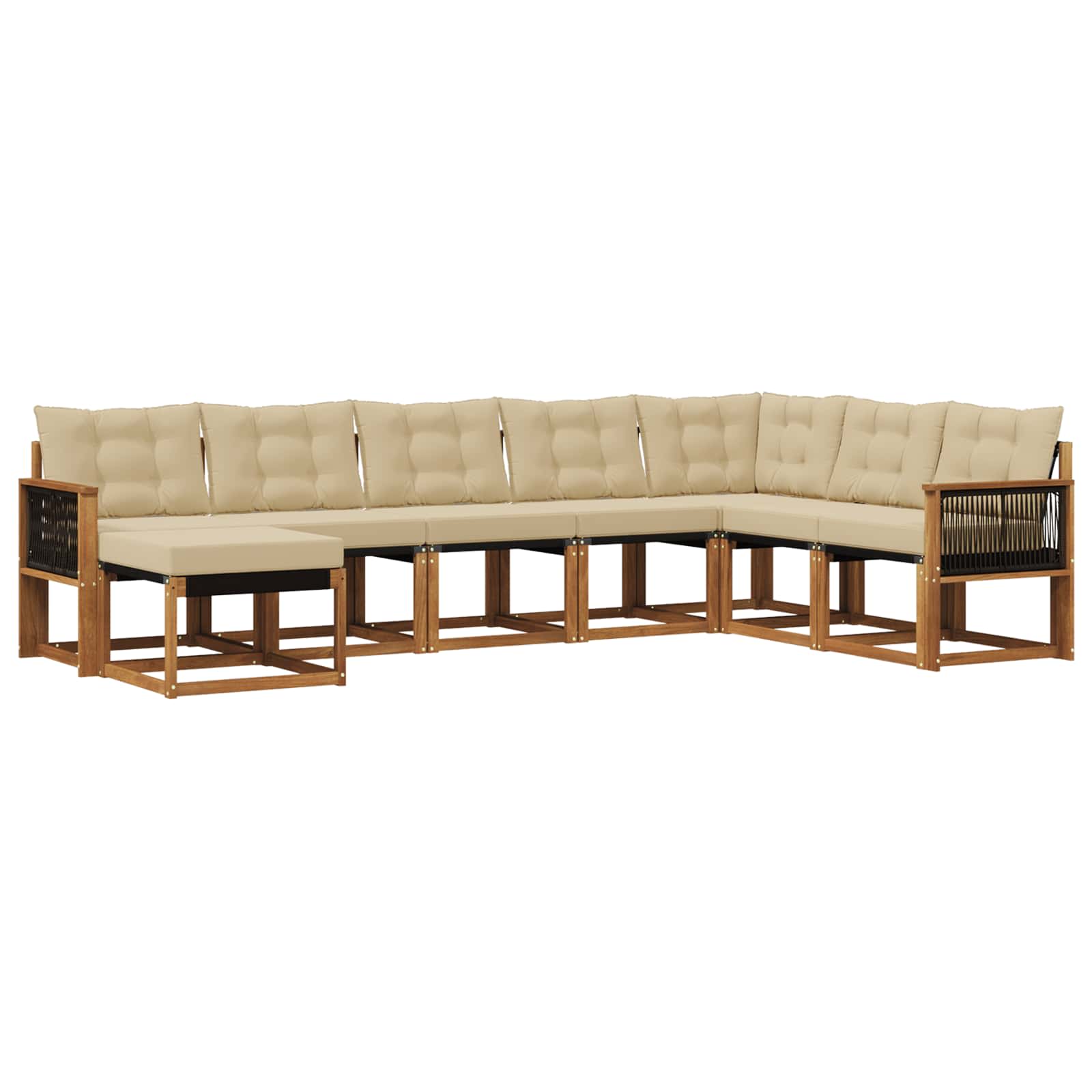 Set di divani da esterno con cuscino 8 pcs Naturale e Beige | homemem39
